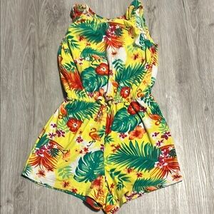 Tropical Yellow and Green Jumpsuit with Leafy Patterns